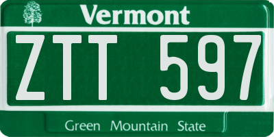 VT license plate ZTT597