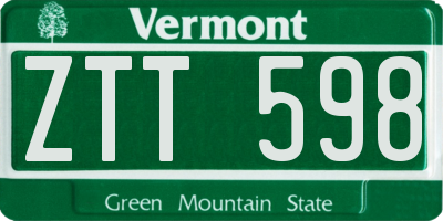 VT license plate ZTT598