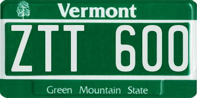 VT license plate ZTT600