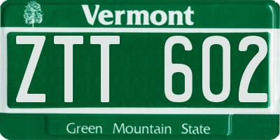 VT license plate ZTT602