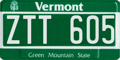 VT license plate ZTT605