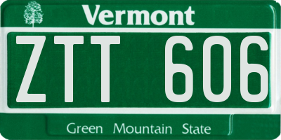 VT license plate ZTT606