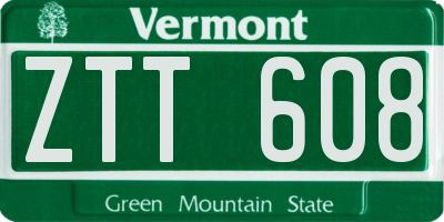 VT license plate ZTT608