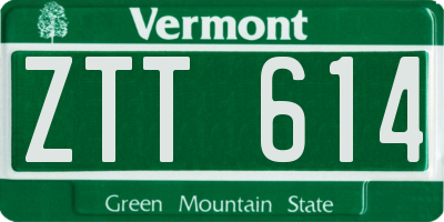 VT license plate ZTT614