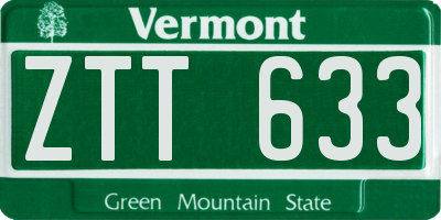 VT license plate ZTT633