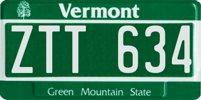 VT license plate ZTT634