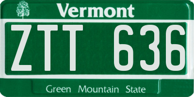 VT license plate ZTT636