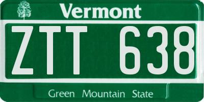 VT license plate ZTT638