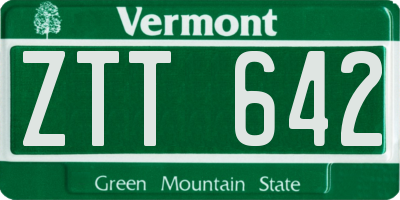 VT license plate ZTT642