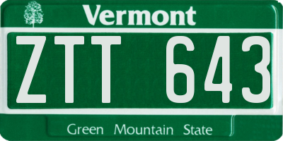 VT license plate ZTT643