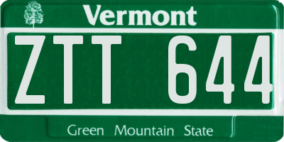 VT license plate ZTT644