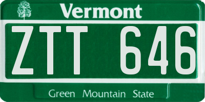 VT license plate ZTT646