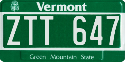 VT license plate ZTT647