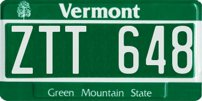 VT license plate ZTT648