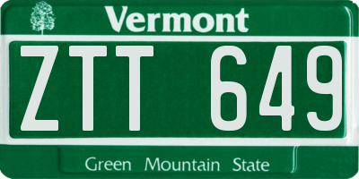 VT license plate ZTT649