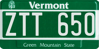 VT license plate ZTT650