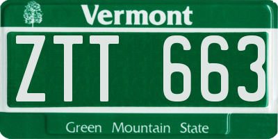 VT license plate ZTT663