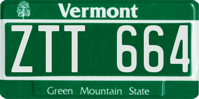 VT license plate ZTT664