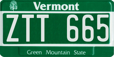 VT license plate ZTT665