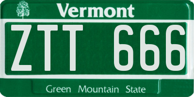VT license plate ZTT666