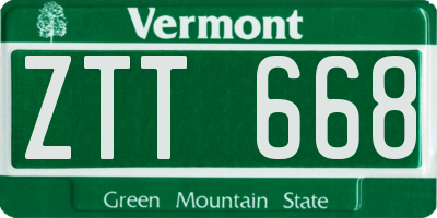 VT license plate ZTT668