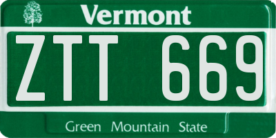 VT license plate ZTT669