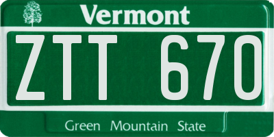 VT license plate ZTT670