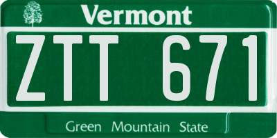VT license plate ZTT671