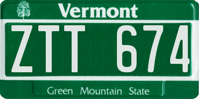 VT license plate ZTT674