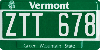 VT license plate ZTT678