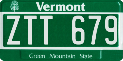 VT license plate ZTT679
