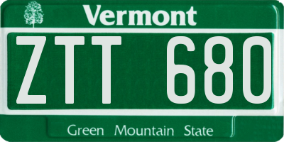 VT license plate ZTT680