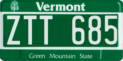 VT license plate ZTT685