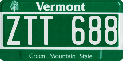 VT license plate ZTT688