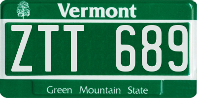 VT license plate ZTT689