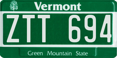 VT license plate ZTT694