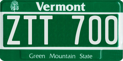 VT license plate ZTT700