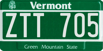VT license plate ZTT705
