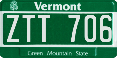 VT license plate ZTT706