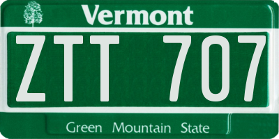 VT license plate ZTT707