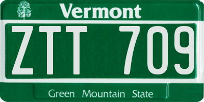 VT license plate ZTT709