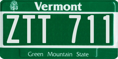 VT license plate ZTT711