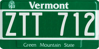 VT license plate ZTT712
