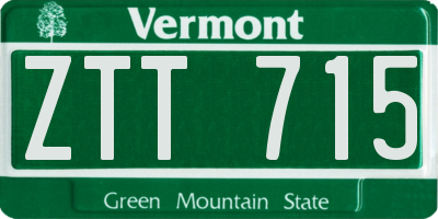VT license plate ZTT715