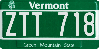 VT license plate ZTT718