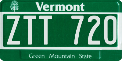 VT license plate ZTT720