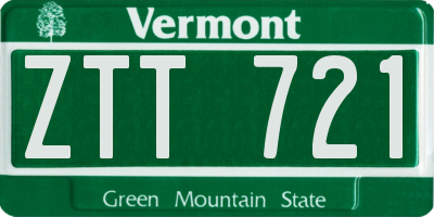 VT license plate ZTT721