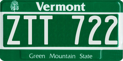 VT license plate ZTT722