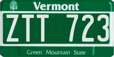 VT license plate ZTT723