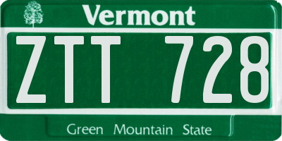 VT license plate ZTT728